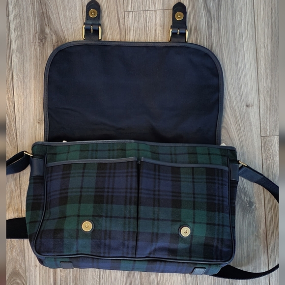 Lochcarron Scottland Black Watch Modern Tartan Satchel Bag, Leather, EUC - Picture 7 of 13